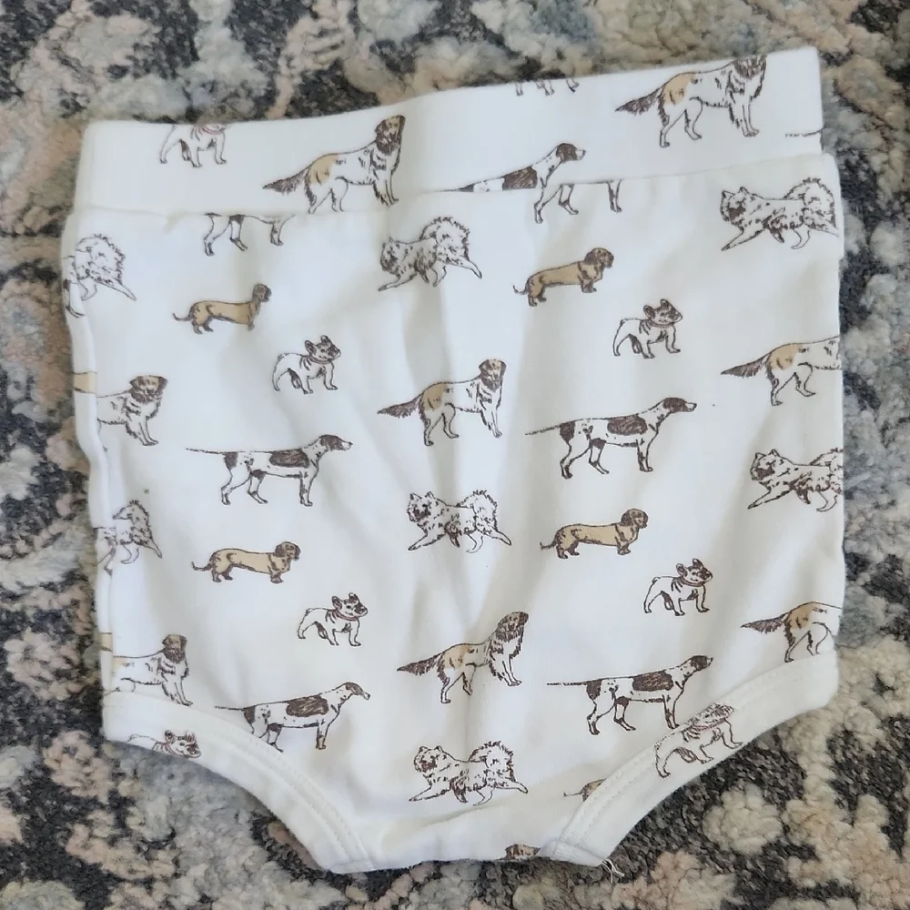 kate quinn White and Brown Dog Print Diaper Cover
